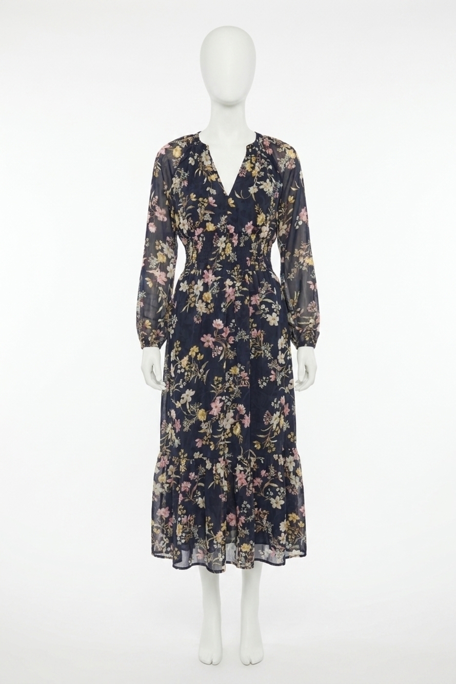 NEW LOVESTITCH smocked floral dress in blue